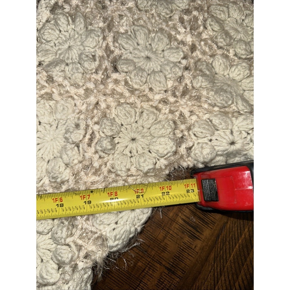 Rebecca Elliot Knitted Cardigan Crochet Flowers Cream Color Sweater - Picture 8 of 10